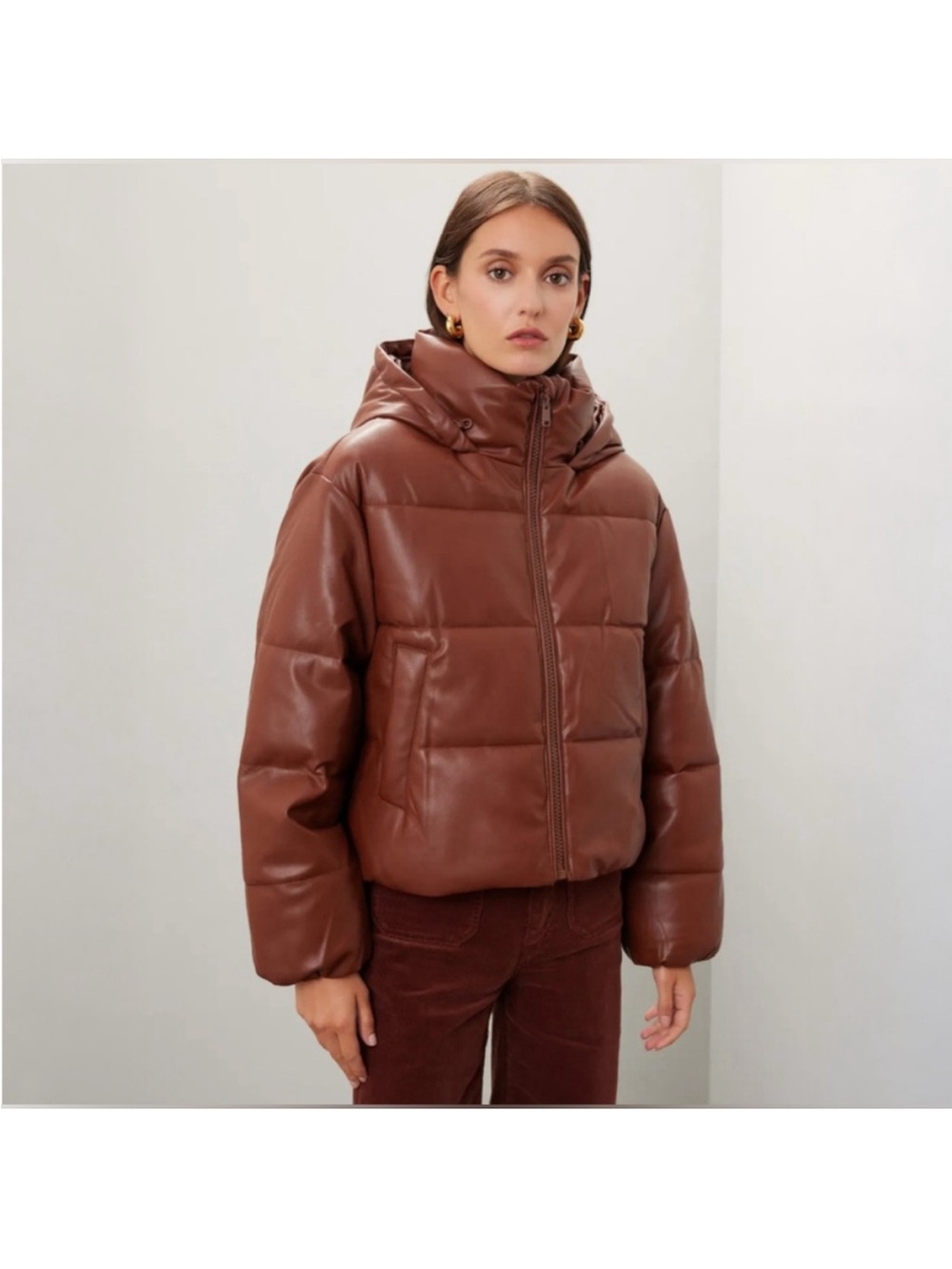 OOF Faux Leather Puffer Jacket, Size: 2